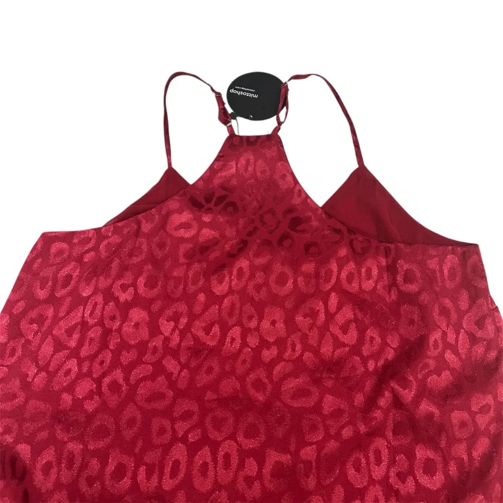 Mittoshop Burgundy V-neck Animal Print Cami - Picture 3 of 6